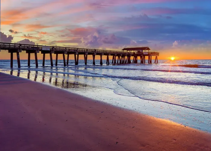 Framed Print : Tybee Island, Beach Pier Sunrise Savannah, Georgia, USA Framed Print : Tybee Island, Beach Pier Sunrise Savannah, Georgia, USA