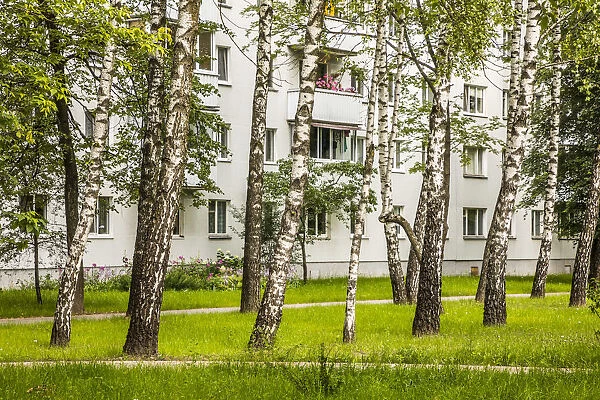 Typical apartment building in the suburbs of Minsk, Belarus