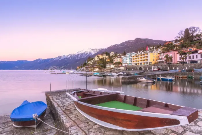 Framed Print : Typical boat moored at the touristic harbour of Ascona, Lake Maggiore(Verbano), Canton Framed Print : Typical boat moored at the touristic harbour of Ascona, Lake Maggiore(Verbano), Canton