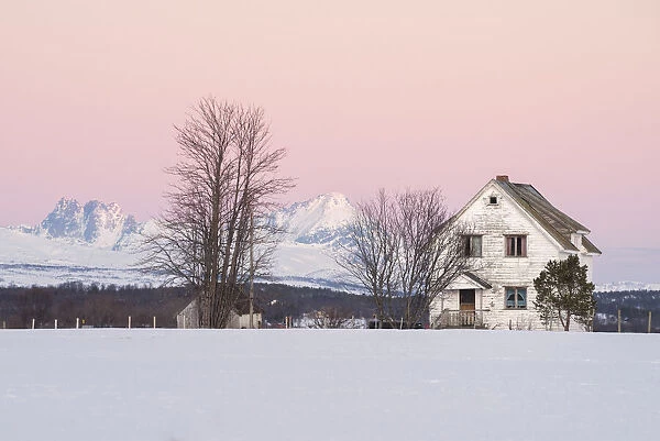 Typical farmer houses near Tromso, Troms county, Norway