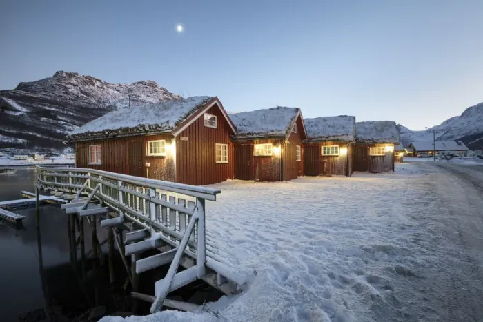 Framed Print : Typical fisherman house during twilight, Lokvoll, Manndalen, Kafjord, Lyngen Alps, Tromso Framed Print : Typical fisherman house during twilight, Lokvoll, Manndalen, Kafjord, Lyngen Alps, Tromso