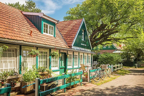 Typical houses in the village center of Spiekeroog, East Frisian Islands, East Frisia, Lower Saxony, Germany