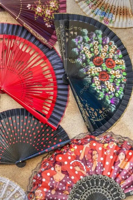 Framed Print : Typical Spanish folding hand fan for sale in a tourist shop, Arcos de la Frontera Framed Print : Typical Spanish folding hand fan for sale in a tourist shop, Arcos de la Frontera