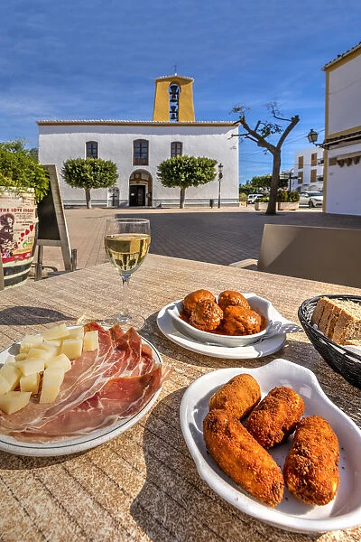 Typical Spanish tapas, Santa Gertrudis de Fruitera, Ibiza, Balearic Islands, Spain