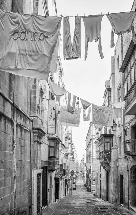 Framed Print : Typical Street Scene in the heart of Valletta, Malta Framed Print : Typical Street Scene in the heart of Valletta, Malta
