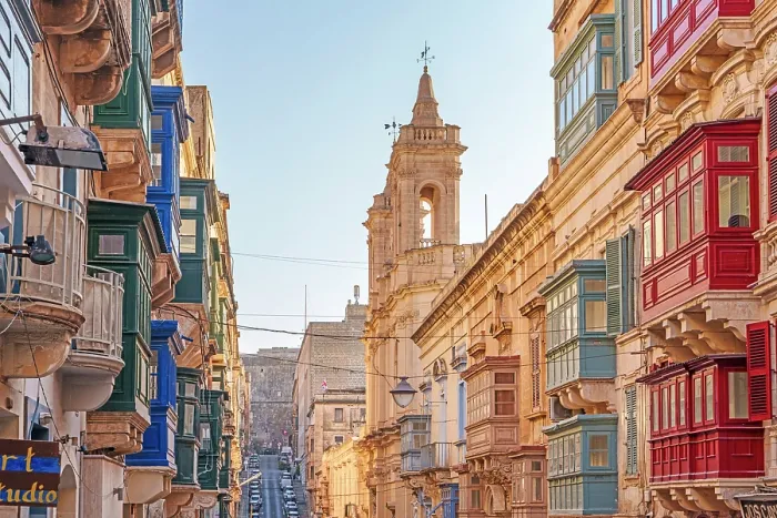 Framed Print : Typical Street Scene in the heart of Valletta, Malta Framed Print : Typical Street Scene in the heart of Valletta, Malta