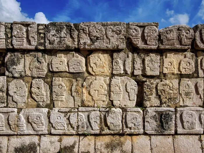 Framed Print : The Tzompantli, Platform of the Skulls, Chichen Itza, Yucatan State, Mexico