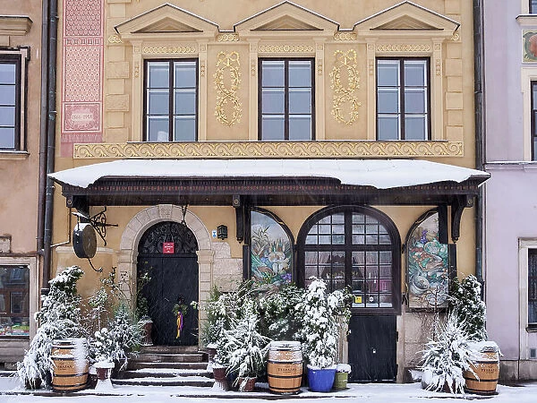 U Fukiera Restaurant, Old Town Main Market Square, winter, Warsaw, Masovian Voivodeship, Poland