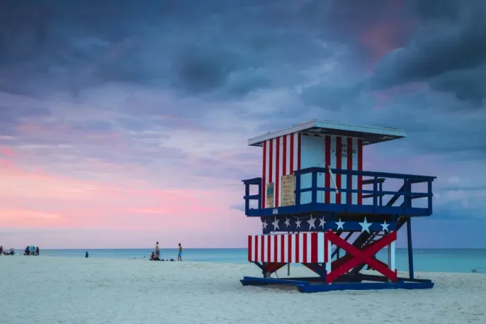 Framed Print : U. S. A, Miami, Miami beach, South Beach, Life guard beach hut