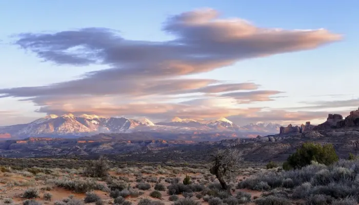 Framed Print : U. S. A. Utah, Arches National Park, La Sal Mountains viewed from Arches National Park