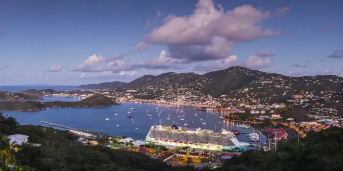 Framed Print : U. S. Virgin Islands, St. Thomas, Charlotte Amalie, Havensight Cruiseship Port from Paradise Point Framed Print : U. S. Virgin Islands, St. Thomas, Charlotte Amalie, Havensight Cruiseship Port from Paradise Point