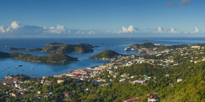 Framed Print : U. S. Virgin Islands, St. Thomas, Charlotte Amalie, elevated town view Framed Print : U. S. Virgin Islands, St. Thomas, Charlotte Amalie, elevated town view