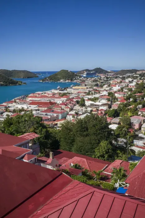 Framed Print : U. S. Virgin Islands, St. Thomas, Charlotte Amalie, elevated town view Framed Print : U. S. Virgin Islands, St. Thomas, Charlotte Amalie, elevated town view