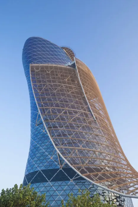 Framed Print : UAE, Abu Dhabi, Al Safarat Embassy Area, Capital Gate Tower Framed Print : UAE, Abu Dhabi, Al Safarat Embassy Area, Capital Gate Tower