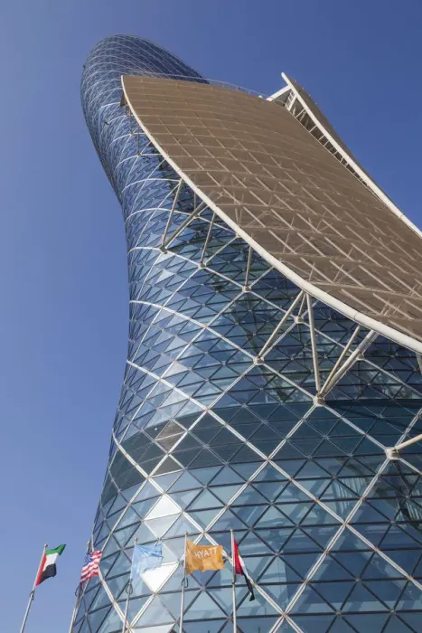 Framed Print : UAE, Abu Dhabi, Al Safarat Embassy Area, Capital Gate Tower