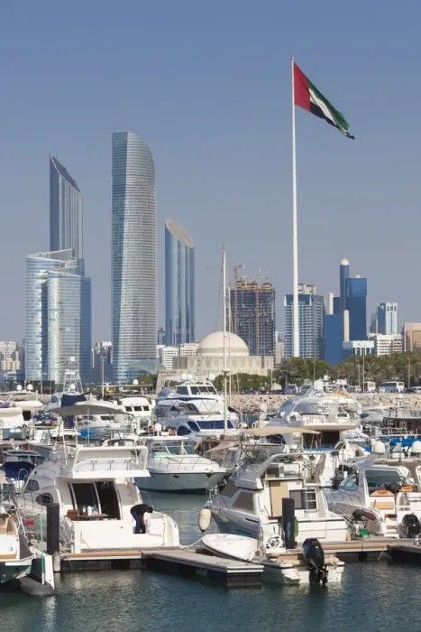Framed Print : UAE, Abu Dhabi, city skyline along the Corniche Framed Print : UAE, Abu Dhabi, city skyline along the Corniche