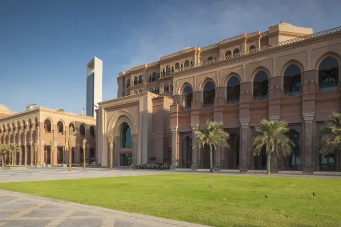 Framed Print : UAE, Abu Dhabi, Emirates Palace Hotel and ADNOC Tower