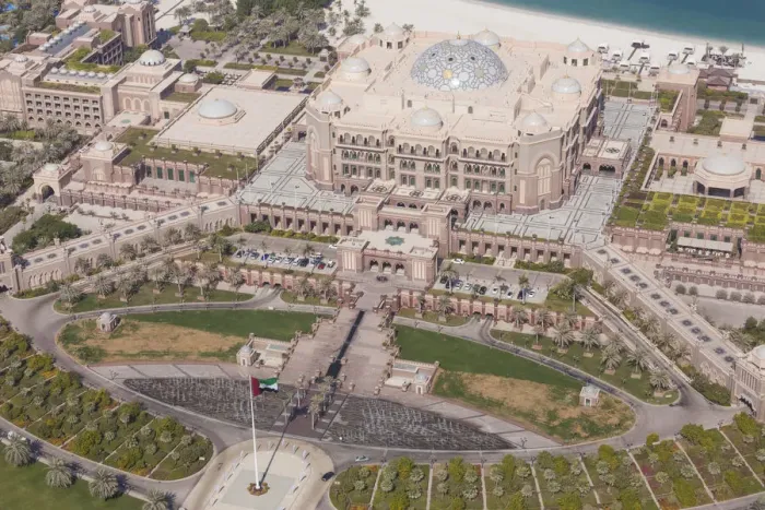 Framed Print : UAE, Abu Dhabi, Emirates Palace Hotel, aerial view Framed Print : UAE, Abu Dhabi, Emirates Palace Hotel, aerial view