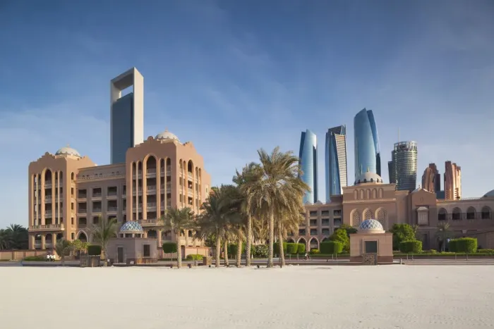 Framed Print : UAE, Abu Dhabi, skyline, ADNOC Tower, Emirates Palace Hotel, and Etihad Towers Framed Print : UAE, Abu Dhabi, skyline, ADNOC Tower, Emirates Palace Hotel, and Etihad Towers