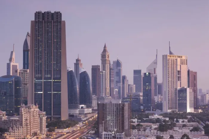 Framed Print : UAE, Dubai, Downtown Dubai, Downtown hi rise buildings, elevated view Framed Print : UAE, Dubai, Downtown Dubai, Downtown hi rise buildings, elevated view