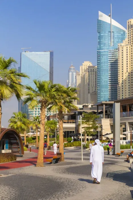 Framed Print : UAE, Dubai, Dubai Marina, Marina Promenade
