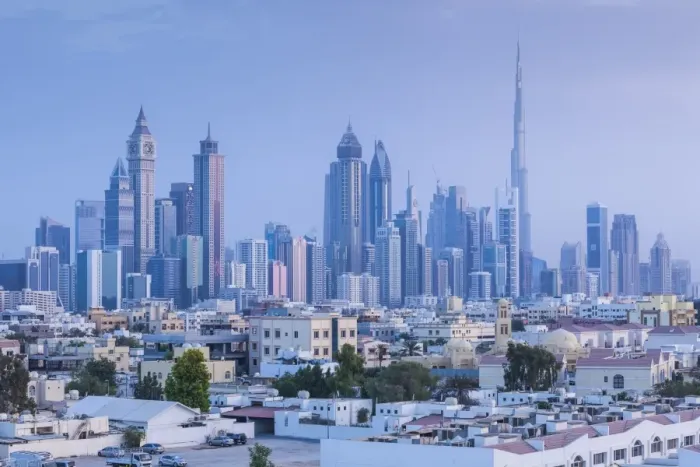 Framed Print : UAE, Dubai, Jumeira, skyscrapers along Sheikh Zayed Road, skyline from Jumeira, dusk Framed Print : UAE, Dubai, Jumeira, skyscrapers along Sheikh Zayed Road, skyline from Jumeira, dusk