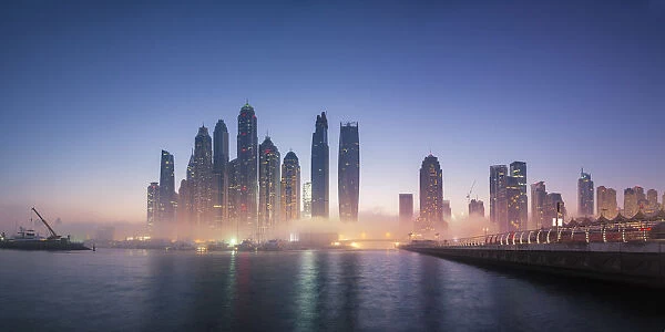 UAE, Dubai, Marina Skyline in the Morning