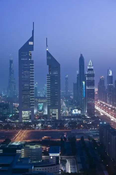 Framed Print : UAE, Dubai, Sheik Zayed Road Area, Emirates Towers Framed Print : UAE, Dubai, Sheik Zayed Road Area, Emirates Towers