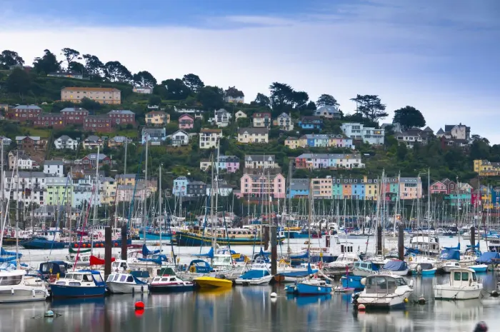 Framed Print : UK, Devon, Kingswear from Dartmouth, River Dart
