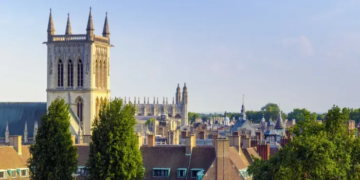 Framed Print : UK, England, Cambridge, St. Johns College Capel tower, Kings College Chapel