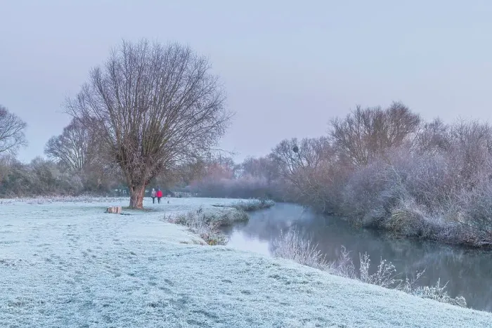 Framed Print : UK, England, Cambridgeshire, Grantchester, Grantchester Meadows and River Cam, frosty morning Framed Print : UK, England, Cambridgeshire, Grantchester, Grantchester Meadows and River Cam, frosty morning
