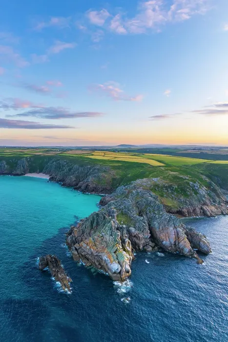 Framed Print : UK, England, Cornwall, Porthcurno, Logan Rock Headland Framed Print : UK, England, Cornwall, Porthcurno, Logan Rock Headland