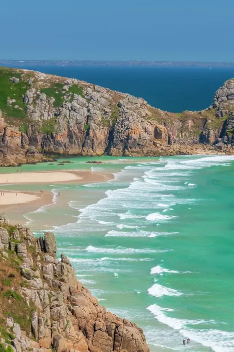 Framed Print : UK, England, Cornwall, Porthcurno Bay, Porthcurno Beach, Pedn Vounder Beach, Logan Rock Headland Framed Print : UK, England, Cornwall, Porthcurno Bay, Porthcurno Beach, Pedn Vounder Beach, Logan Rock Headland