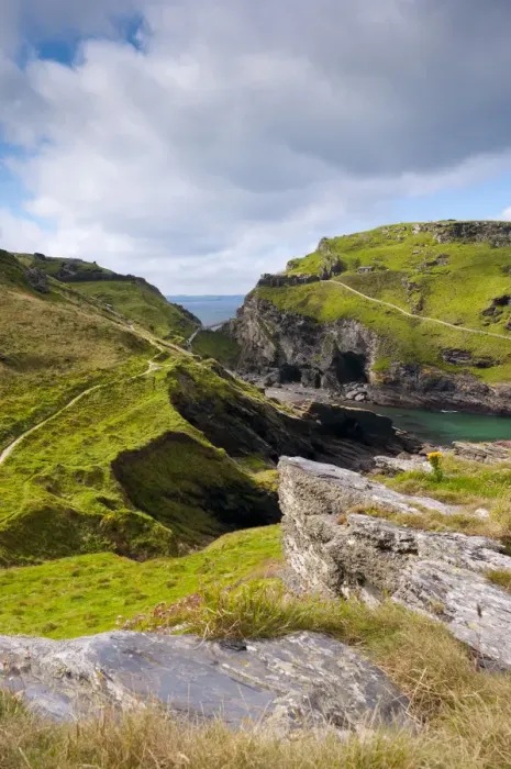 Framed Print : UK, England, Cornwall, Tintagel Castle from South West Coastal Path