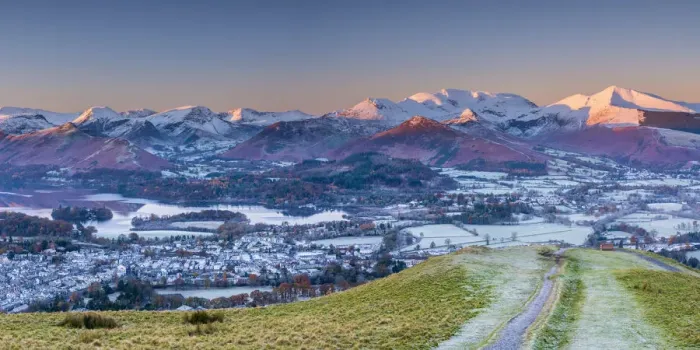 Framed Print : UK, England, Cumbria, Lake District, footpath overlooking Keswick from Latrigg Framed Print : UK, England, Cumbria, Lake District, footpath overlooking Keswick from Latrigg