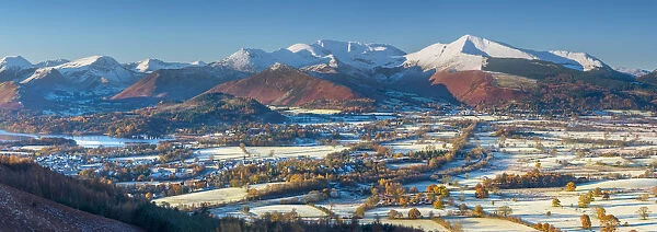 UK, England, Cumbria, Lake District, Keswick, frosty valley floor north of Keswick