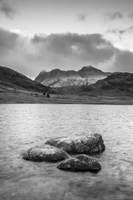 Framed Print : UK, England, Cumbria, Lake District National Park, Blae Tarn and Langdale Pikes beyond Framed Print : UK, England, Cumbria, Lake District National Park, Blae Tarn and Langdale Pikes beyond