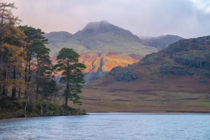 Framed Print : UK, England, Cumbria, Lake District National Park, Blae Tarn and Langdale Pikes beyond Framed Print : UK, England, Cumbria, Lake District National Park, Blae Tarn and Langdale Pikes beyond