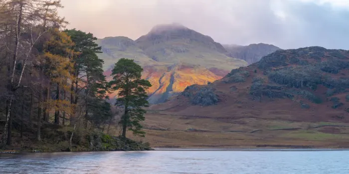 Framed Print : UK, England, Cumbria, Lake District National Park, Blae Tarn and Langdale Pikes beyond Framed Print : UK, England, Cumbria, Lake District National Park, Blae Tarn and Langdale Pikes beyond