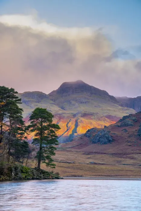 Framed Print : UK, England, Cumbria, Lake District National Park, Blae Tarn and Langdale Pikes beyond Framed Print : UK, England, Cumbria, Lake District National Park, Blae Tarn and Langdale Pikes beyond