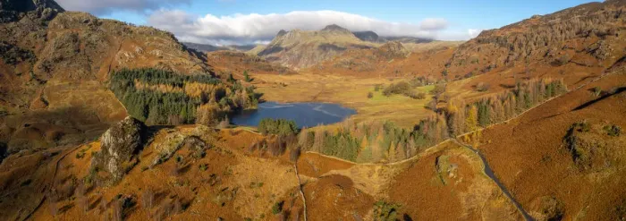 Framed Print : UK, England, Cumbria, Lake District National Park, Blae Tarn and Langdale Pikes beyond Framed Print : UK, England, Cumbria, Lake District National Park, Blae Tarn and Langdale Pikes beyond