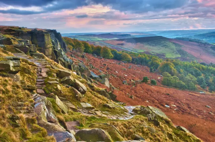 Framed Print : UK, England, Derbyshire, Peak District National Park, Stanage Edge