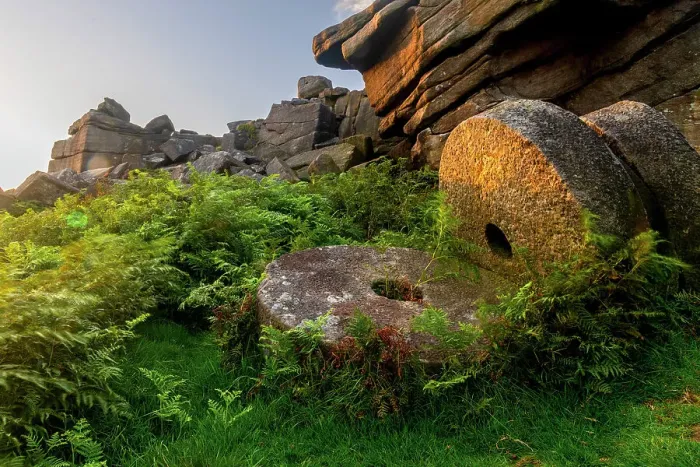 Framed Print : UK, England, Derbyshire, Peak District National Park, High Peak, Stanage Edge, discarded Millstones Framed Print : UK, England, Derbyshire, Peak District National Park, High Peak, Stanage Edge, discarded Millstones
