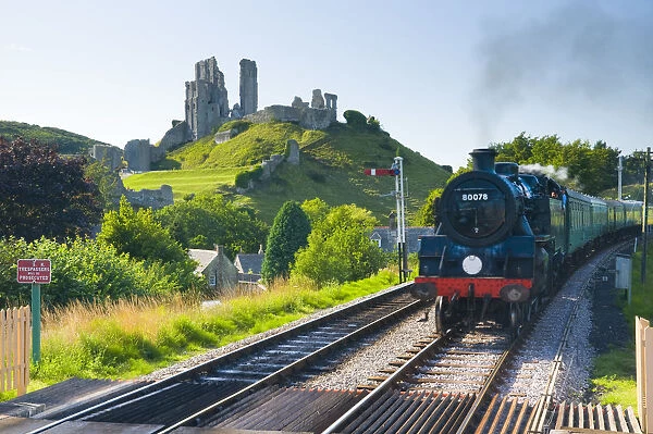 UK, England, Dorset, Corfe Castle and station on the Swanage Railway