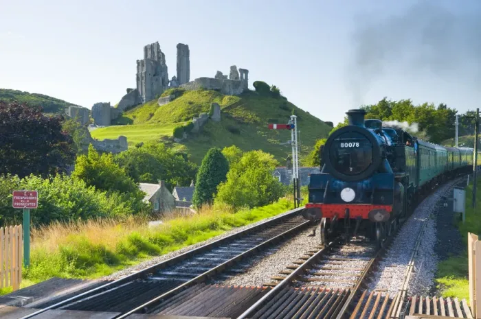 Framed Print : UK, England, Dorset, Corfe Castle and station on the Swanage Railway Framed Print : UK, England, Dorset, Corfe Castle and station on the Swanage Railway