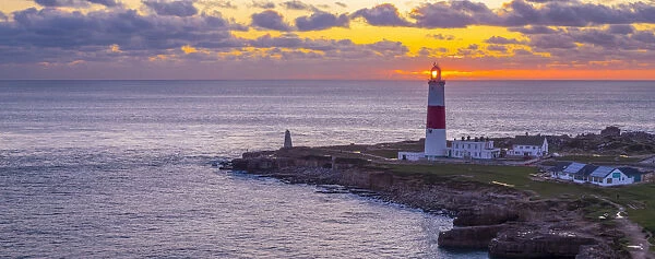 UK, England, Dorset, Portland Bill, Portland Bill Lighthouse, Sunset