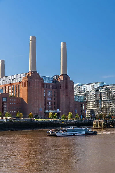 UK, England, London, Battersea, Battersea Power Station beside River Thames