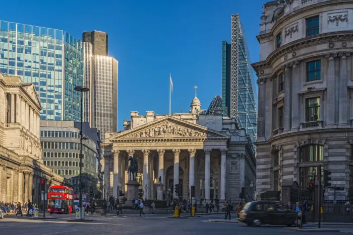 Framed Print : UK, England, London, The City, Bank of England (left) and the Royal Exchange, Tower 42 Framed Print : UK, England, London, The City, Bank of England (left) and the Royal Exchange, Tower 42