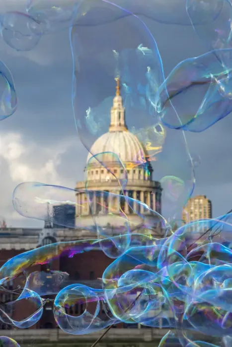 Framed Print : UK, England, London, City of London, St. Pauls Cathedral and street entertainer s Framed Print : UK, England, London, City of London, St. Pauls Cathedral and street entertainer s