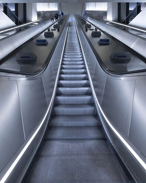 UK, England, London, escalator in the interior of Battersea Park tube station